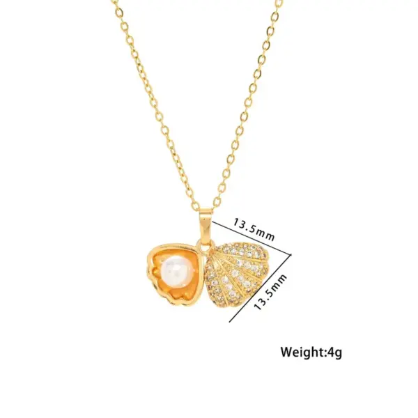 Wholesale Pearl Inlay Pendant Necklace For Women With 18K Real Gold Plated Copper And Artificial Rhinestones, Water Plating On Cable Chain