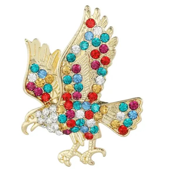 oly-4f13456765979245722afa5db1784c3c Wholesale Retro Eagle Brooch Pin Colorful Rhinestone Decorative Pin Versatile Animal Shaped Fashion Accessory