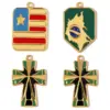 Wholesale Brazil Map Cross DIY Stainless Steel Pendant Women's American Flag Necklace Titanium Steel Jewelry Pendant Vintage