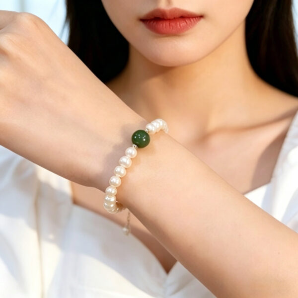 Wholesale Glass, freshwater pearl, green bead bracelet, necklace, stacked jewelry