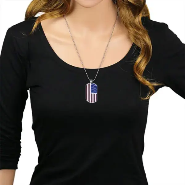 oly-4f1a3e29f4abd70bef99a8f5f61eacb5 Wholesale Stainless Steel American Flag Necklace Hip Hop Fashion Elegant Cool Dog Tag Pendant Necklace Unisex Geometric Pattern Jewelry