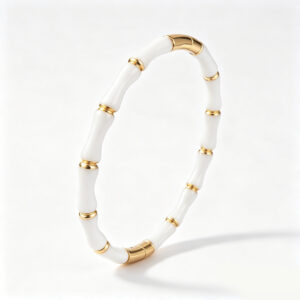 Bamboo white glue gold egg-shaped bracelet