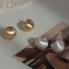 oly-4f307ef83c0a7862e10e0b8652aaebc4 Wholesale Korean Style Fashion Brushed Earrings Cool Stereo Ball Metal Silver Earrings Simple Women's High-End Ins Earrings