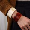 Wholesale Polished translucent oval wide resin bracelet, macaron girl retro style resin bangle