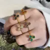 Wholesale Simple Exquisite Fashion Elegant Light Luxury High-End Gorgeous Versatile Open Ring Titanium Steel Vacuum Electroplated 18K Gold Plated Rhinestone Zircon Ring