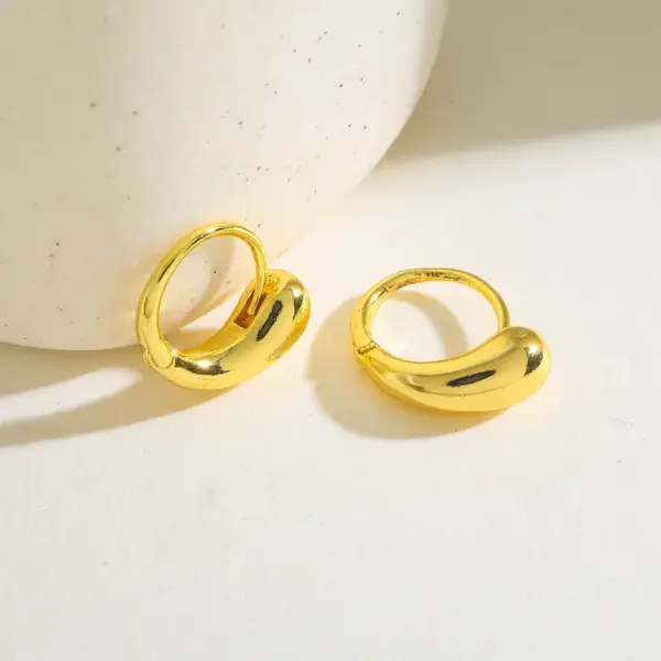 Wholesale 18K Gold Plated Copper Zircon Cherry Heart Oil Drop Art Earrings For Women