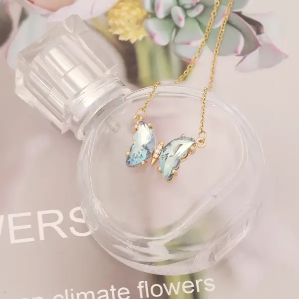Wholesale PVD Coated 18K Gold Real Gold Plated Butterfly Stainless Steel Elegant Waterproof Non Tarnish 304 Stainless Steel Necklace
