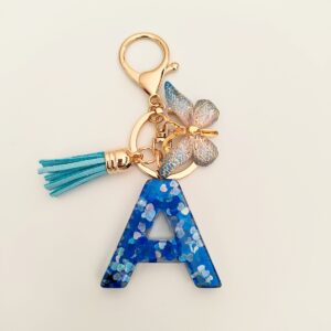 Blue letter keychain pendant/A