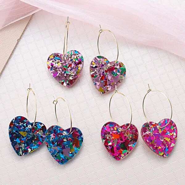Wholesale  Romantic Sequins Transparent Love Earrings Niche Design Valentine's Day Series Earrings