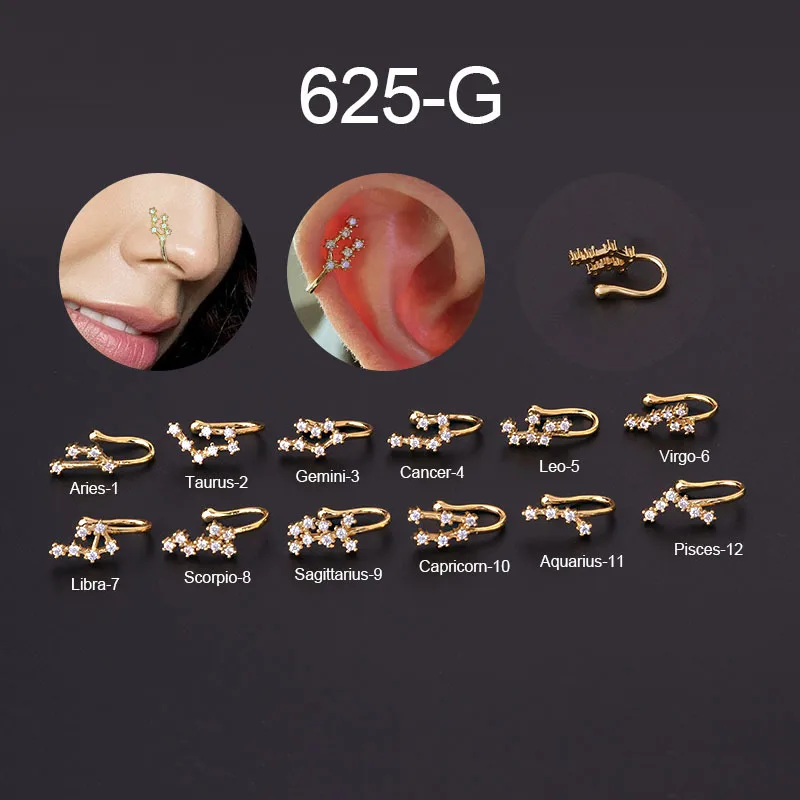 Wholesale Nose Rings & Studs Fashion Constellation Copper Plating Nose Pin -