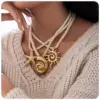 Wholesale Ion Plating (IP) 18K Gold Real Gold Plated Sun Starfish Conch 304 Stainless Steel Vacation Marine Style Waterproof Non Tarnish 304 Stainless Steel Lobster Trigger Clasp Closure Pendant Necklace