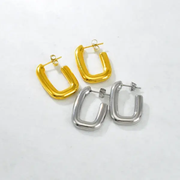 Wholesale E78 Style 304 Stainless Steel Earrings For Women Design 18K Gold Geometric C-shaped Stud Earrings Heart-shaped Electroplated