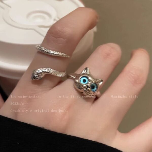 oly-4fd037342ffa7085faab6e36138af2a8 Wholesale Cat Snake Ring for Women Fashion Personality Minimalist Index Finger Ring Temperament Internet Celebrity Best Friend Ring