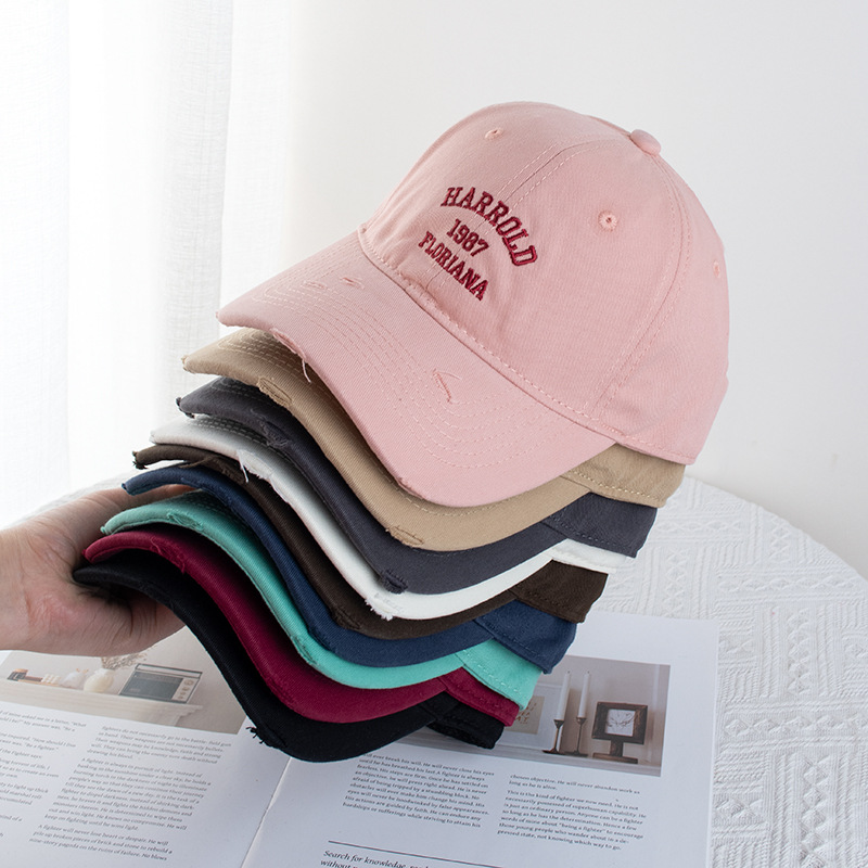 Wholesale Letter Embroidered Pink Baseball Cap Women's New All-match Wide Brim Soft Top Cap Big Head Wai Face Small Hat