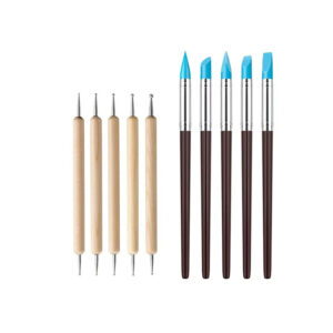 Cross-border hot-selling manicure 10-piece set a (04 style wood dotting pen + 8mm blue silicone pen)