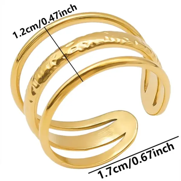 Wholesale PVD Coated Real Gold Plated 18K Gold Geometric 304 Stainless Steel Simple Style Waterproof Non Tarnish Open Rings