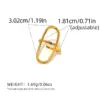 Wholesale PVD Coated Real Gold Plated 18K Gold Geometric 304 Stainless Steel Elegant Retro Waterproof Non Tarnish Open Rings