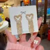 Wholesale 1 Pair Glam Heart Shape Copper Inlay Zircon Drop Earrings