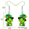 oly-4feb757962bfc964183c85b1a5f1d700 Wholesale Cross Border St. Patrick's Holiday Clover Hat Frog Acrylic Earrings Cartoon Funny Earrings