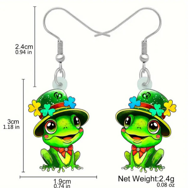 oly-4feb757962bfc964183c85b1a5f1d700 Wholesale Cross Border St. Patrick's Holiday Clover Hat Frog Acrylic Earrings Cartoon Funny Earrings