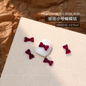 [glossy style] burgundy small bow tie