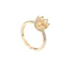 Wholesale Butterfly Open Rings For Women, Waterproof Non Tarnish Copper With 14K Real Gold Plated And Rhinestones, Electroplated Finish