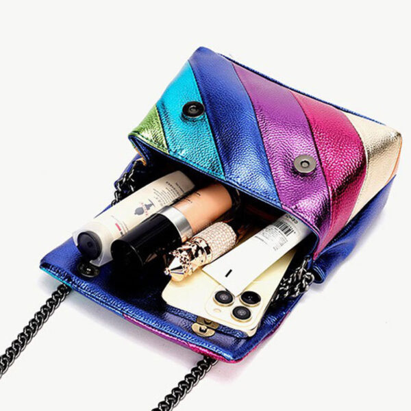 oly-500b4b0daabd876ab5600b1eecbf7ef4 Wholesale Fashion Women's Bag Rainbow Contrasting Color Splicing Bag Eagle Bird Head Chain Shoulder Crossbody Bag Women's Bag