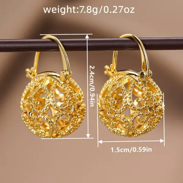 Wholesale Three-dimensional Geometric Drop Earrings For Women In Copper With KC Golden Plated Water Plating And 0.03µm Thickness