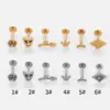 Wholesale 1 Piece Lip Rings Simple Style Classic Style Rose Crown 316L Stainless Steel Waterproof Non Tarnish Surgical Steel Rhinestones Ion Plating (IP) 18K Gold Plated Lip Rings Ear Cartilage Rings & Studs Nose Rings & Studs