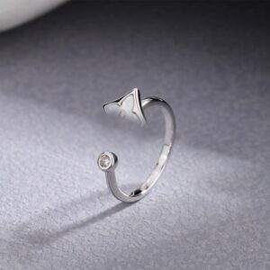S040 - white gold + white mother-of-pearl (pointed flower) / Adjustable Opening