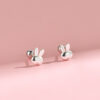 Wholesale 999 Sterling Silver Rabbit Ear Nail Women's Small Earrings Summer Elegant Screw Internet Celebrity Earrings