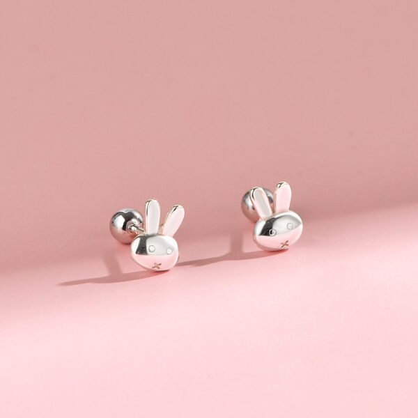 Wholesale 999 Sterling Silver Rabbit Ear Nail Women's Small Earrings Summer Elegant Screw Internet Celebrity Earrings