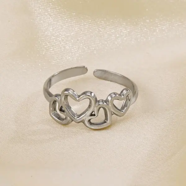 Wholesale PVD Coated Gold Plated Heart Shape 304 Stainless Steel Elegant Simple Style Waterproof Non Tarnish Open Rings