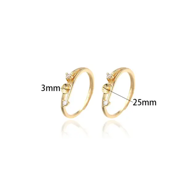 Wholesale Adjustable Leaves Ring For Women In 14k Gold Filled With Electroplated Finish And Zircon Inlay, New Style