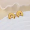 Wholesale Round Waterproof Non Tarnish Stud Earrings For Women In Copper With 18K Real Gold Plated PVD Coating And Artificial Pearl Inlay