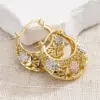 Wholesale Three-dimensional Flowers Earrings For Women With 0.03µm KC Golden Plated Water Plating On Copper
