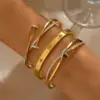 Wholesale Fashionable Luxury Single Bracelet Star/ Knot Design Suitable For Ladies Daily Party Shopping Or Casual Wear Elegant Vintage New Design Gold Plated Stainless Steel Glass