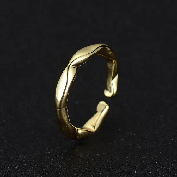 Wholesale Geometric Open Rings For Women In Copper With 14K Real Gold Plated Electroplated Finish And Zircon Inlay