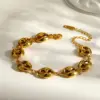 Wholesale Asymmetrical Oval Jewelry Set For Women With 18K Real Gold Plated 304 Stainless Steel And PVD Coated Cuban Link Chain