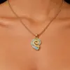 Wholesale Conch Waterproof Non Tarnish Necklace For Women, 18K Real Gold Plated 304 Stainless Steel With Zircon Inlay And Box Chain