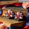 Wholesale Retro Rose Print Drop Earrings In White And Red Acrylic With 304 Stainless Steel Ear Pins For Women