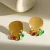 oly-50882314f5b4db37f7b75e40738d8ba1 Wholesale 18K Gold Plated 304 Stainless Steel Vacuum Electroplating (In Furnace) Rhinestone Geometric Brushed Earrings For Women Independence Day