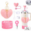 Wholesale Accessories Straw Plug Valentine Plush Heart Keychain  Cup Set