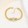 Wholesale Unisex Micro-Paved Zircon Copper Bracelet Double Leopard Head Cuban Chain Punk Style True Gold Plated Hip Hop Jewelry