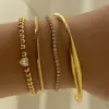 Wholesale PVD Coated Real Gold Plated 16K White Plating Heart Shape 304 Stainless Steel Modern Style Simple Waterproof Non Tarnish Bracelets Necklace