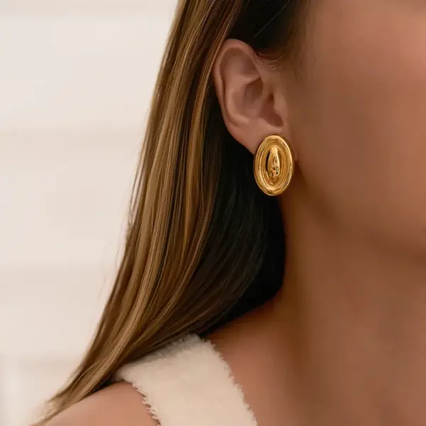 Wholesale Elegant Geometric Texture Line Splicing Design Sensation Style Earrings Stainless Steel Hypoallergenic
