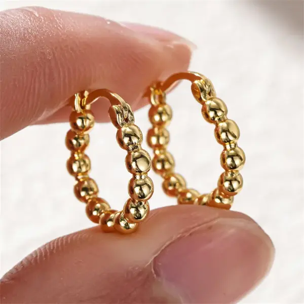 Wholesale Three-dimensional Geometric Earrings For Women In Copper With KC Golden Plated Water Plating And 0.03µm Thickness