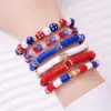 Wholesale Bohemian Style Soft Clay Bracelet Set Alloy Flag Drip Oil Personalized Independence Day USA Themed Hand Chain Jewelry