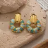 Wholesale Elegant Shell Shaped Enamel Drip Oil Non-Fading Earrings For Women Fashionable Luxury Stainless Steel Jewelry
