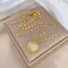 Wholesale 304 Stainless Steel Plastic Heart Shape Ion Plating (IP) Acrylic 18K Gold Plated Simple Style Classic Style Waterproof Non Tarnish Heart Pendant Necklace